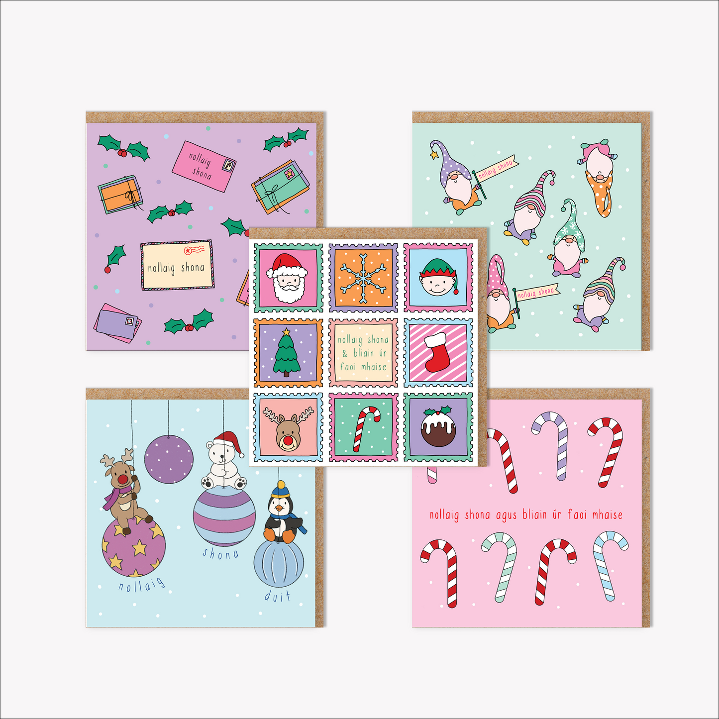 Pack of mixed Irish Christmas cards (Cute)