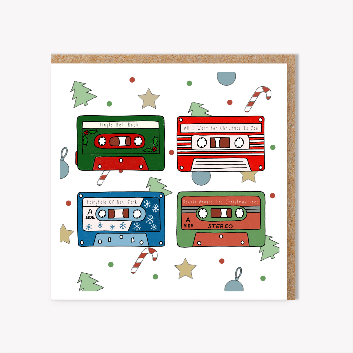 Cassette tape Christmas songs card